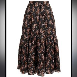 Ulla Johnson  Auveline Gathered Jacquard Midi Skirt in Floral Print